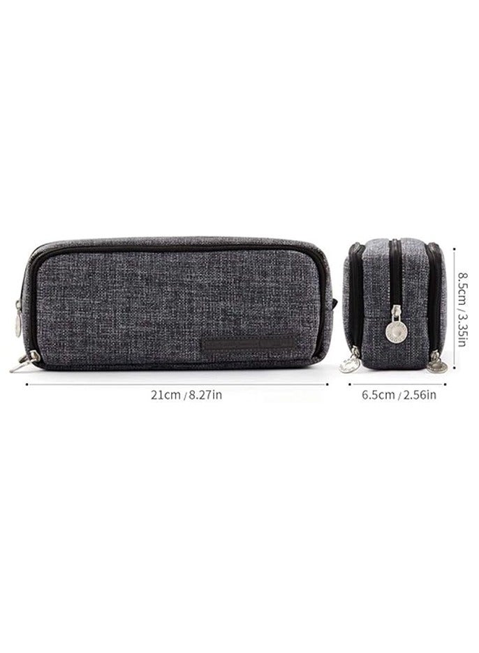 YelaJoy Large Pencil Case Big Capacity 3 Compartments Canvas Pencil Pouch for Teen Boys Girls School Students - Image 3