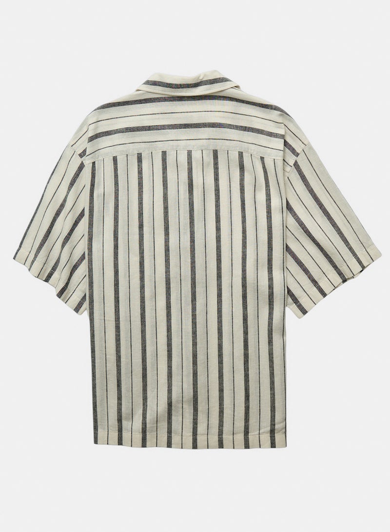 American Eagle AE Relaxed Fit Linen-Blend Camp Collar Shirt - Image 2