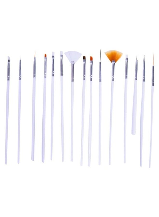 Professional Nail Art Design Brush Set - 15 Pieces, Assorted Colors
