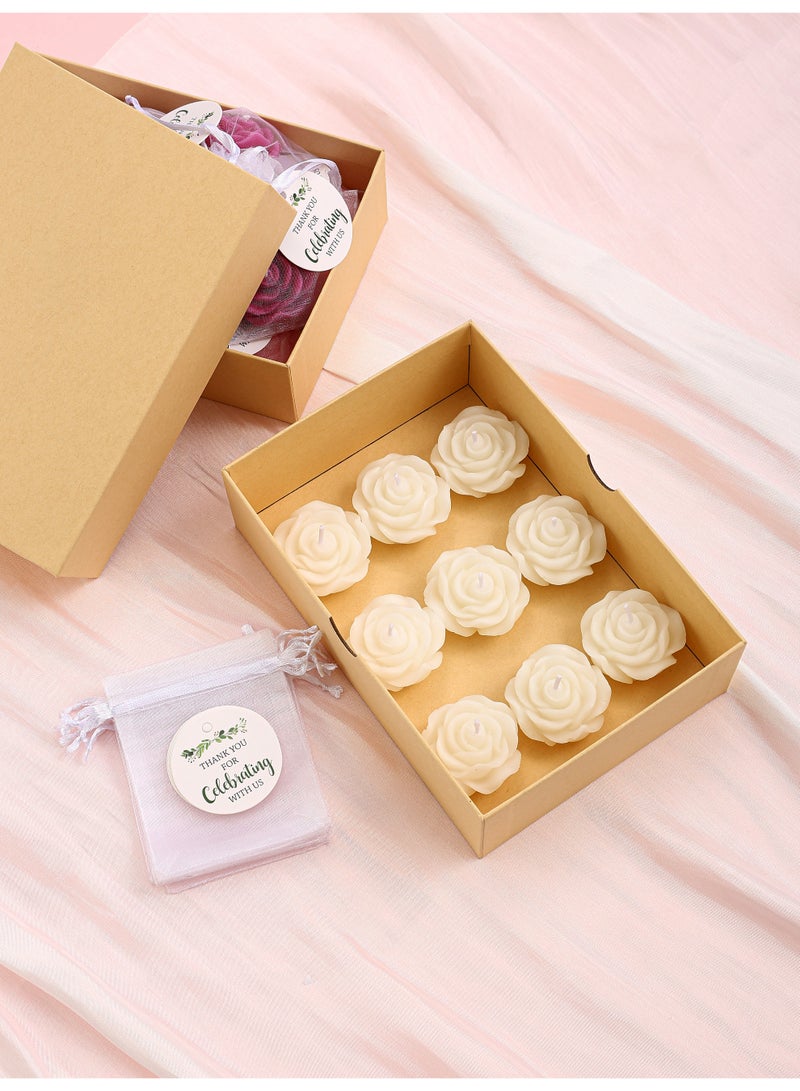 9Pcs Rose Scented Candle Gift Set with Organza Bags & Cards, White Smokeless Aromatherapy Candles, Wedding Table Party Favors - Image 2