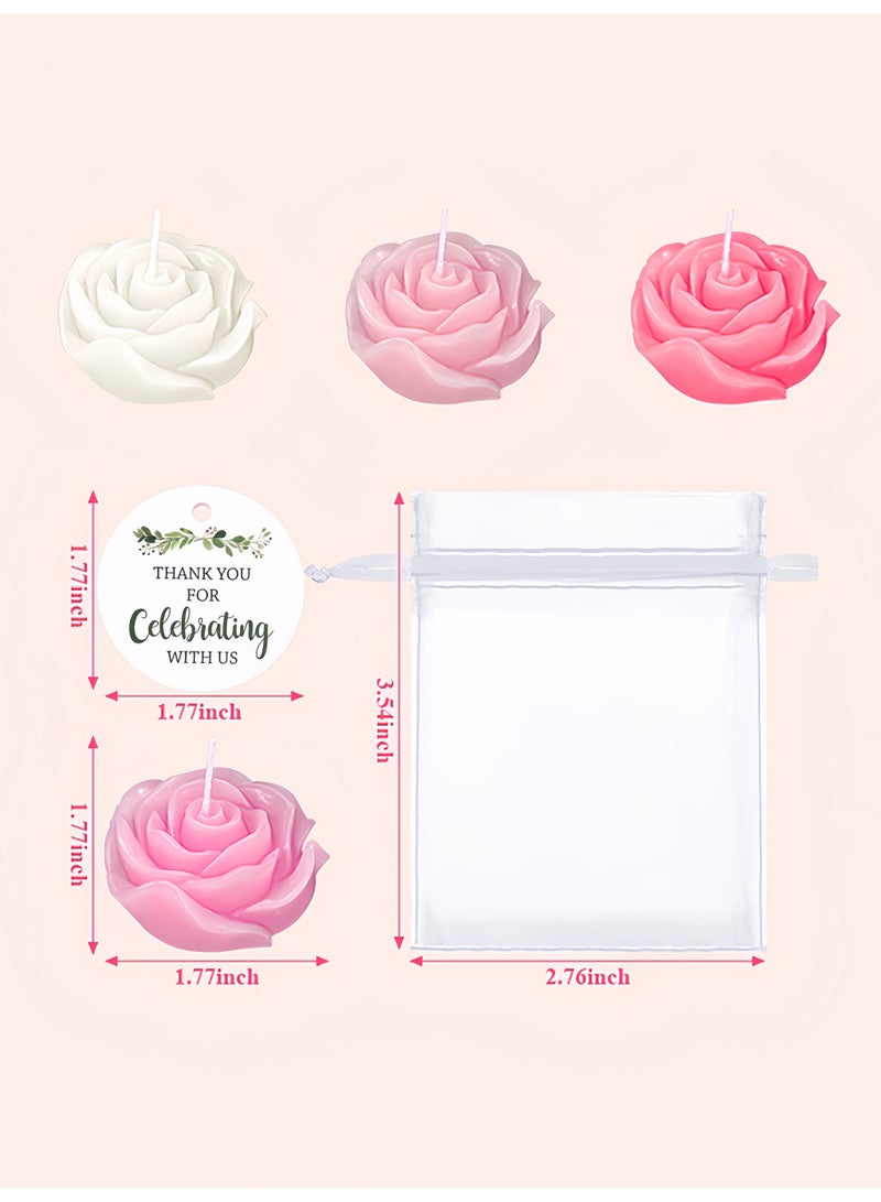 9Pcs Rose Scented Candle Gift Set with Organza Bags & Cards, White Smokeless Aromatherapy Candles, Wedding Table Party Favors - Image 3