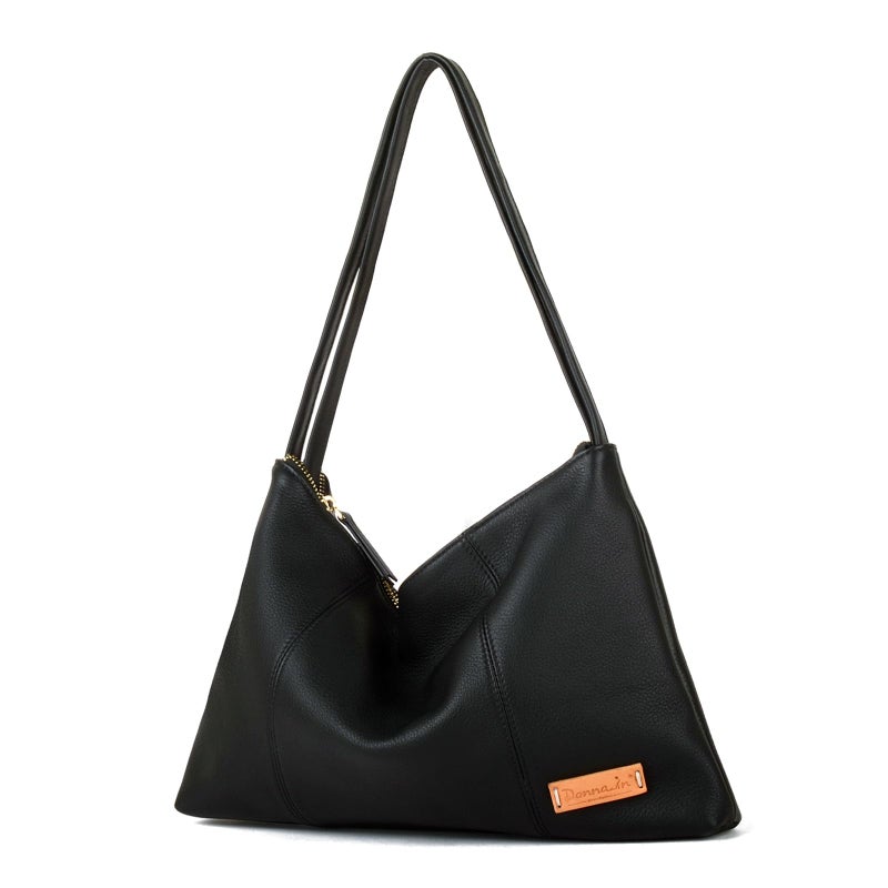 DONNAIN Premium Full Grained Leather Dumpling Bag for Women Crossbody Bag, Women's Shoulder Handbags and Hobo Bags for Women (Black, Small) - Image 1