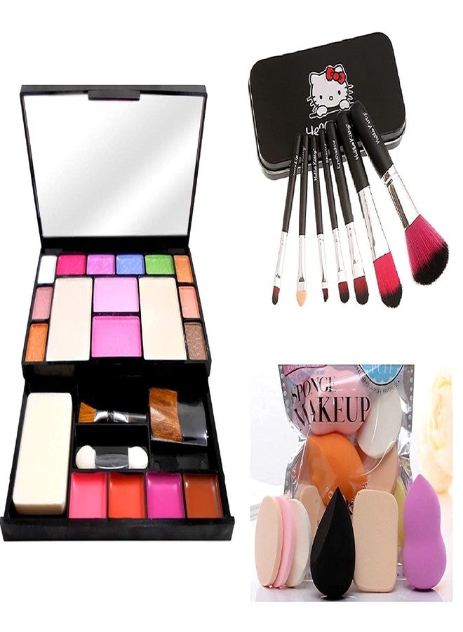 SUNISA طقم مكياج سونيسا للأزياء للفتيات + فرش مكياج مميزة + إسفنجات مكياج PRO TYA (6171+HK BLACK) - Image 1