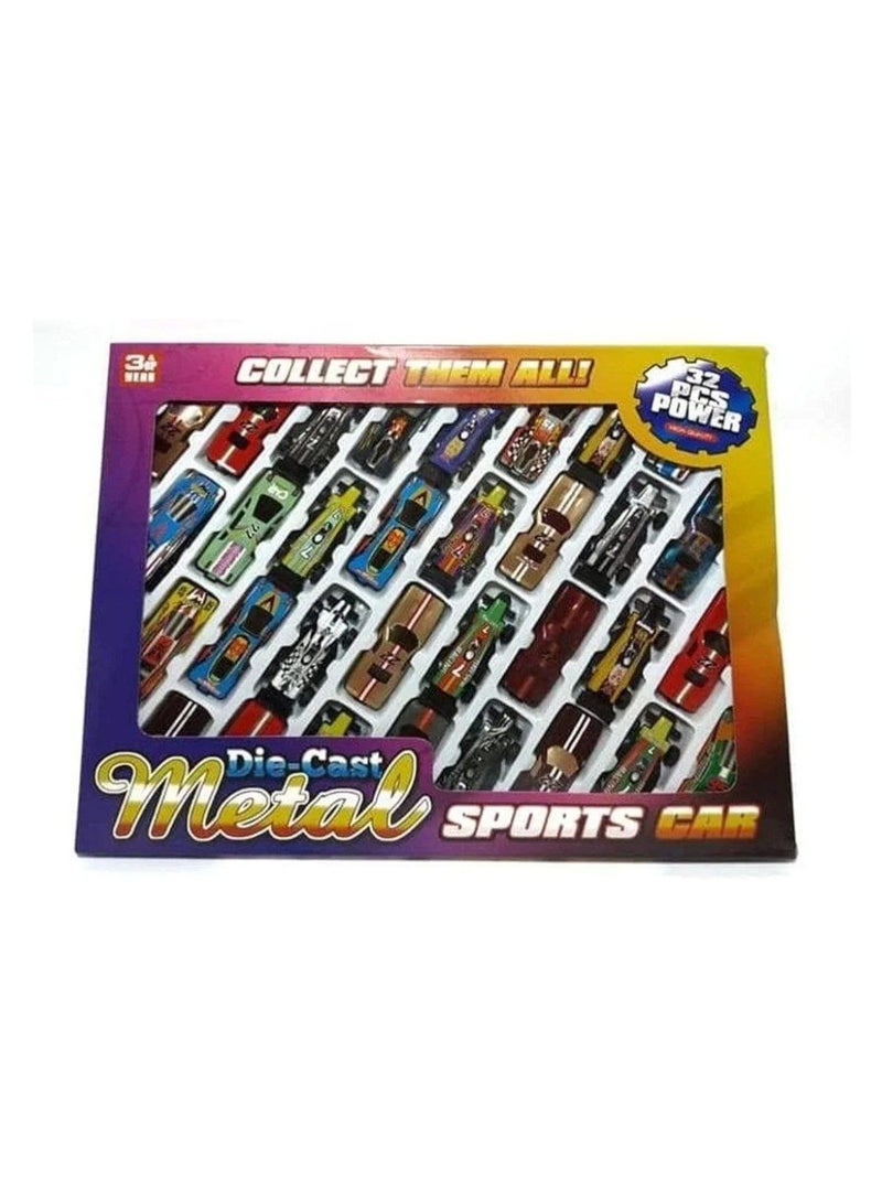 Metal racing car toy, consisting of 32 cars, multi-colored - Image 1