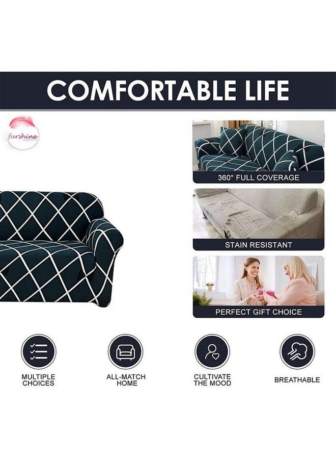 Furshine® Sofa Cover 3 Seater and 2 Seater Fully Covered Universal 5 Seater Sofa Cover Non-Slip Sticky Elastic Stretchable Sofa Set Slipcover Protector for (Blue Diamond, Five Seater(3+1+1)) - Image 4