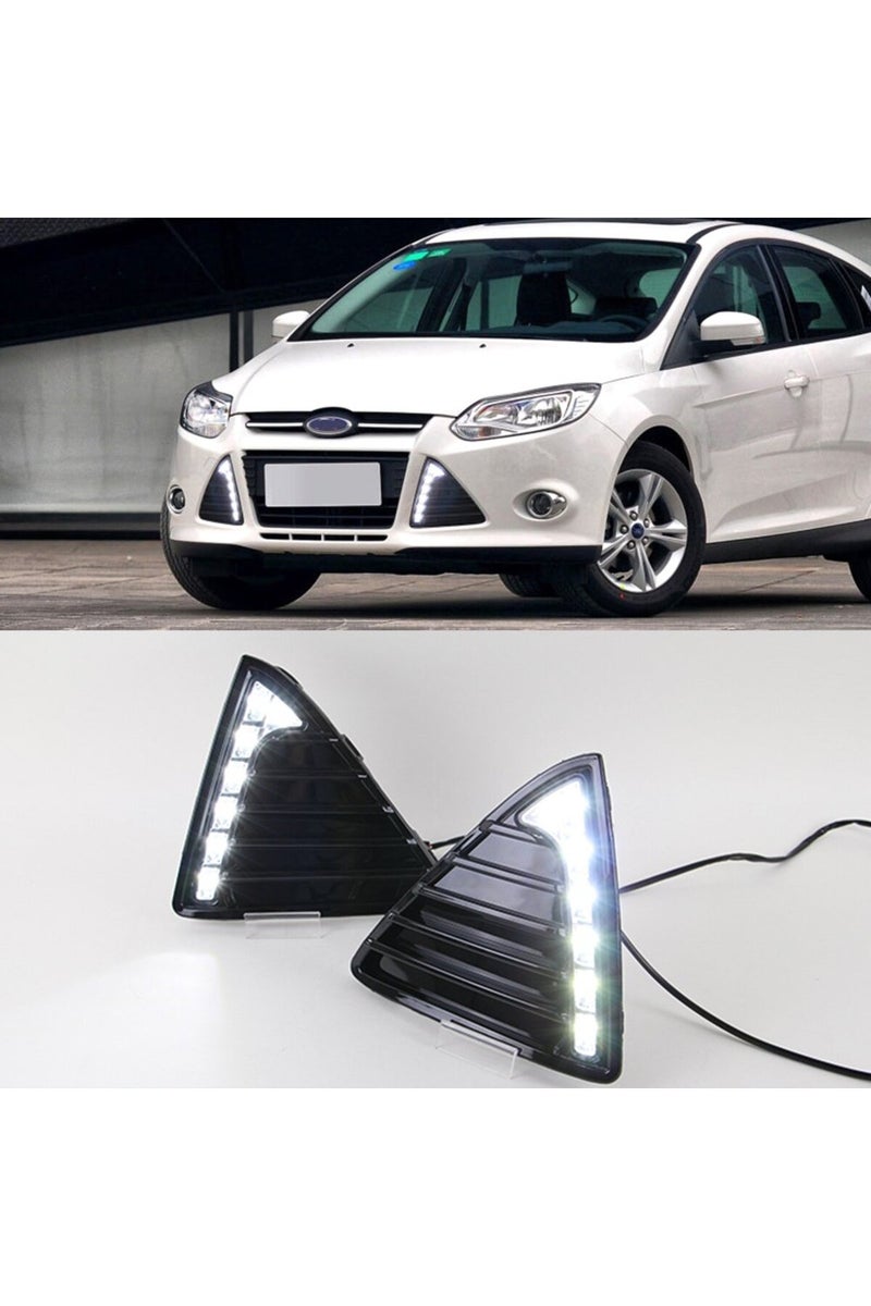 إيروريكس مصابيح تشغيل نهارية (DRL) لسيارة فورد فوكس 3 MK3 موديلات 2012 و2013 و2014، مصابيح LED للتشغيل النهاري 12 فولت، مصابيح ضباب... - Image 2