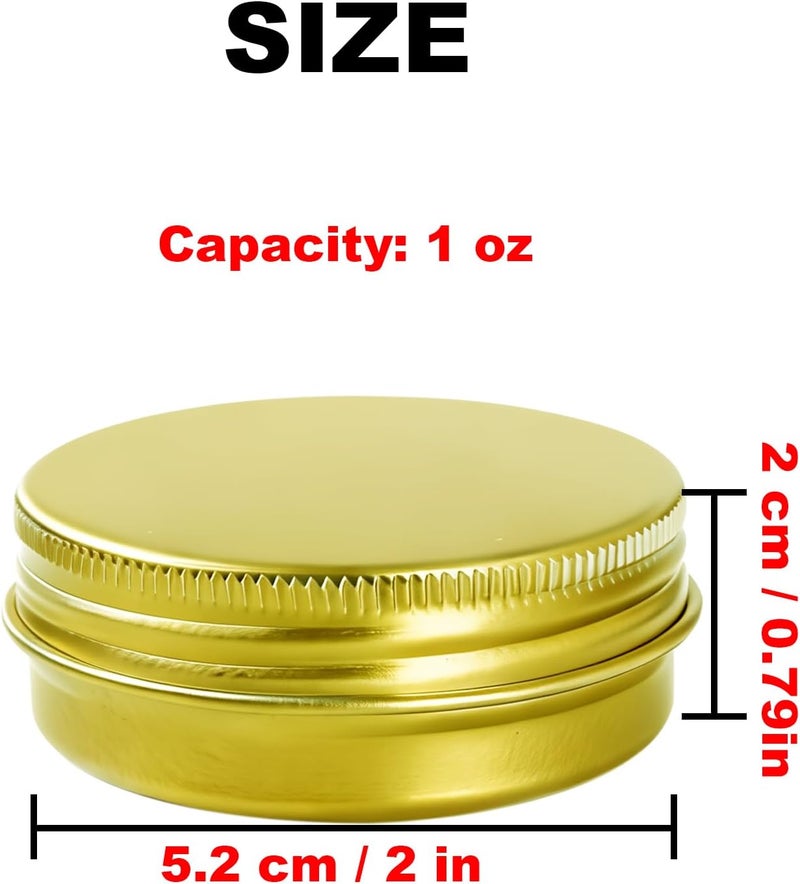 LJY 28Pcs Aluminum Tin Jar Refillable Containers Round Tin Container Bottle for DIY Projects,Gifts,Cosmetic,Cream,Diamond, Salves,Balms,Lip Balm,Spices (Gold, 28 Pcs 1oz) - Image 2
