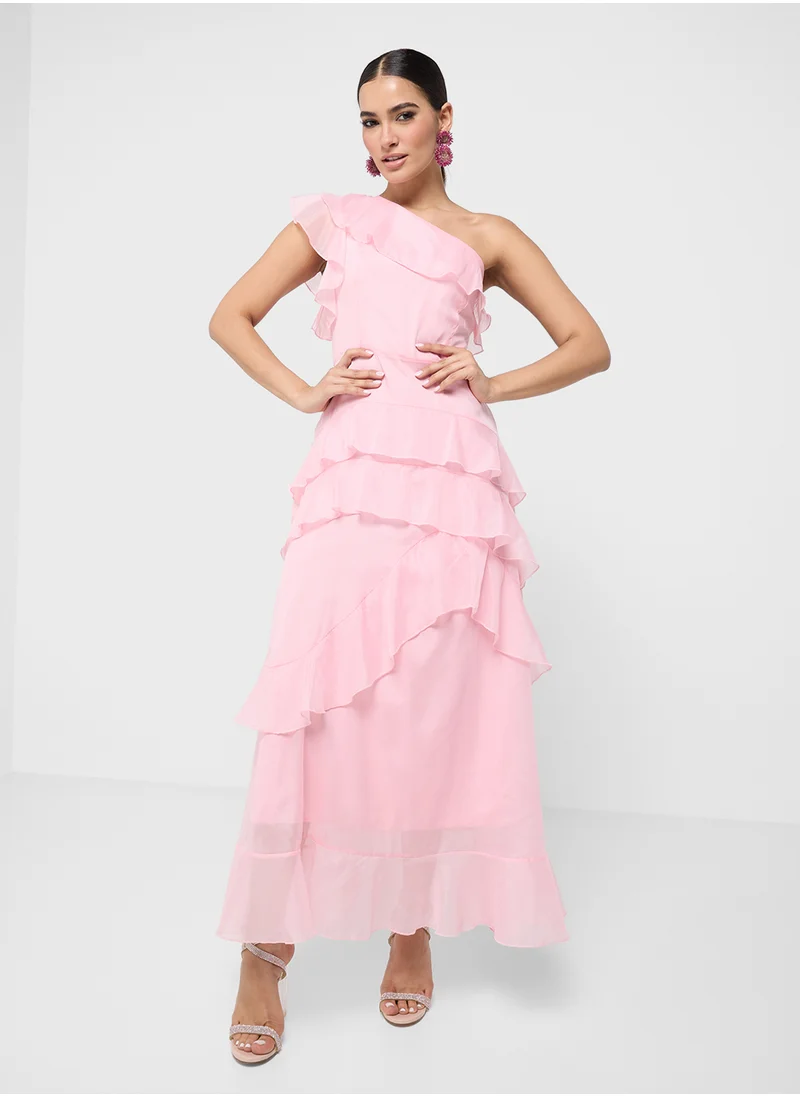 ايلا One Shoulder Ruffled Dress