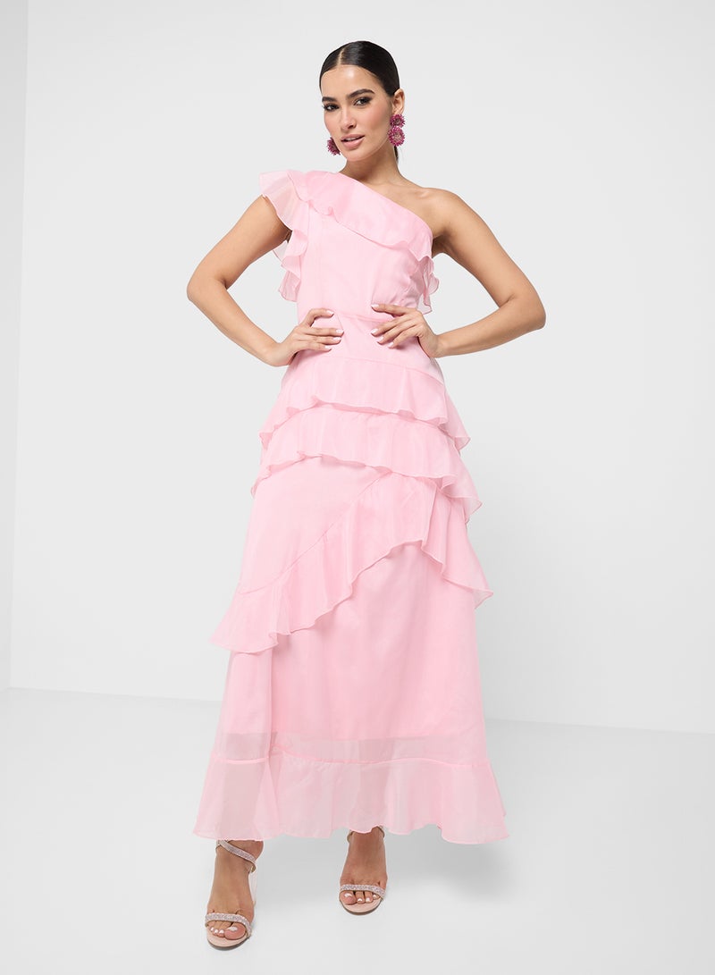 ايلا فستان كتف واحد مكشكش - Image 1