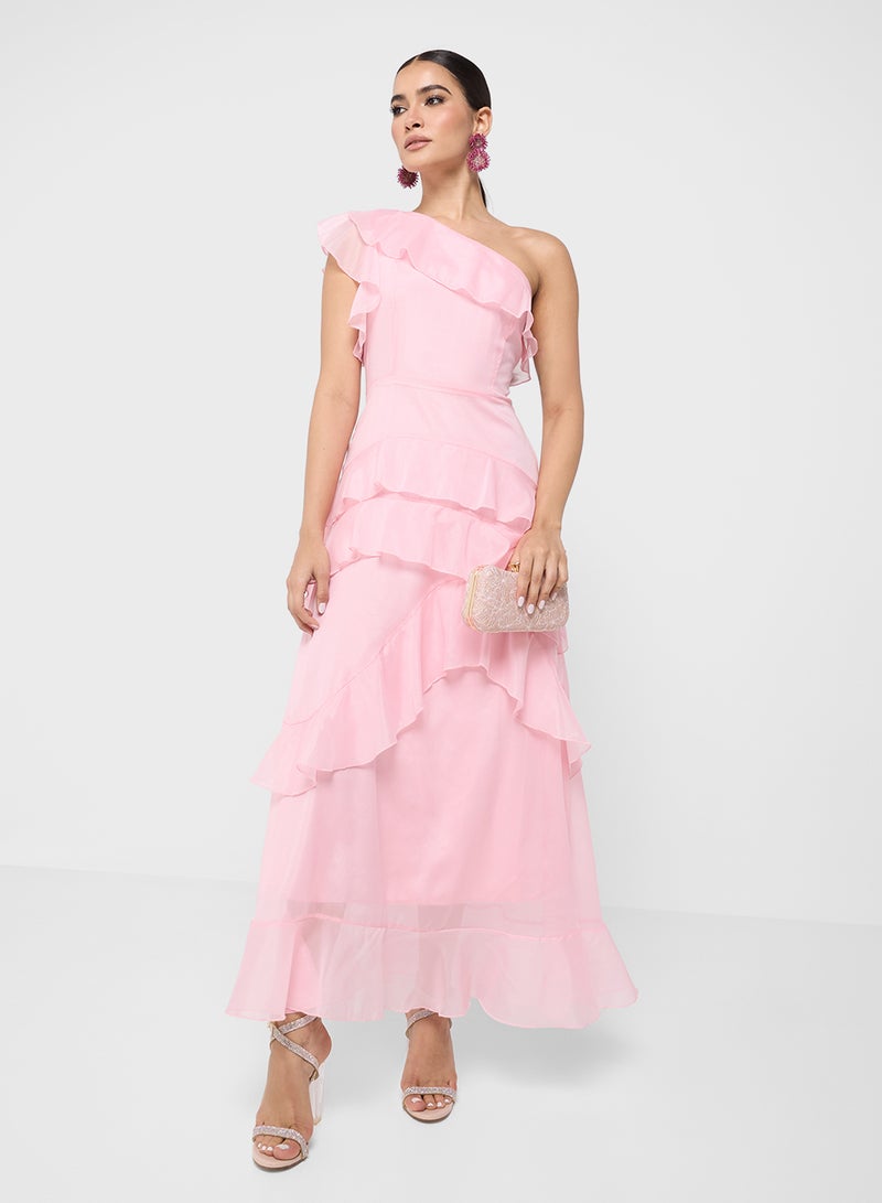 ايلا فستان كتف واحد مكشكش - Image 4