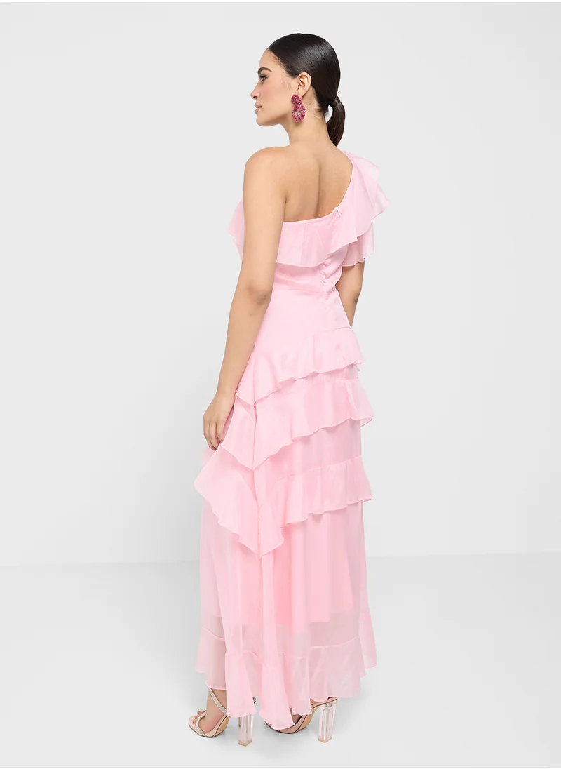 ELLA One Shoulder Ruffled Dress