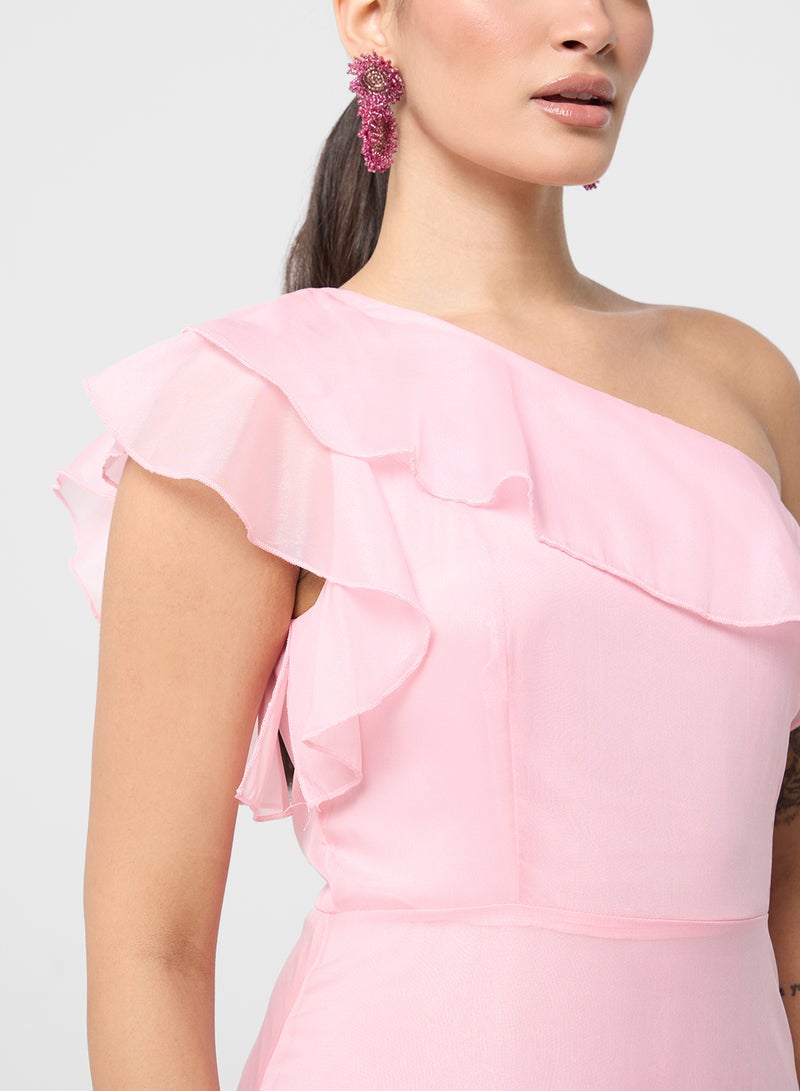 ايلا فستان كتف واحد مكشكش - Image 3