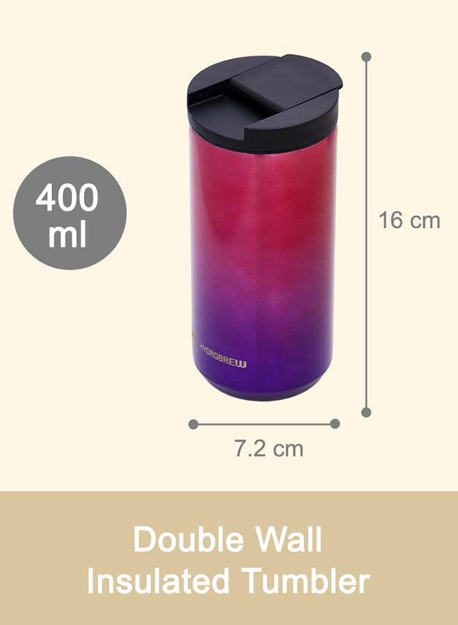 HYDROBREW Double Wall Insulated Tumbler Water Bottle - Chrome, 400Ml - Image 5