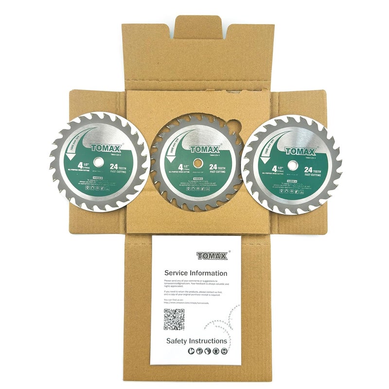 TOMAX 3 Pack 4-1/2 Inch 24 Tooth ATB General Purpose Saw Blade with 3/8-Inch Arbor - Image 4