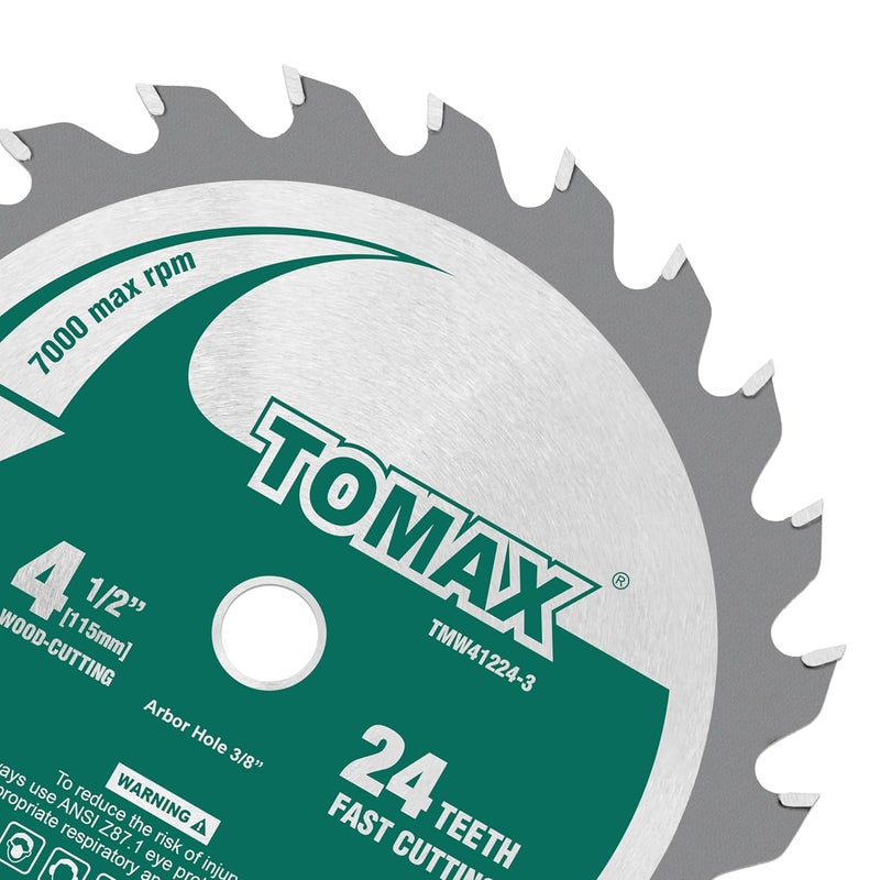TOMAX 3 Pack 4-1/2 Inch 24 Tooth ATB General Purpose Saw Blade with 3/8-Inch Arbor - Image 3