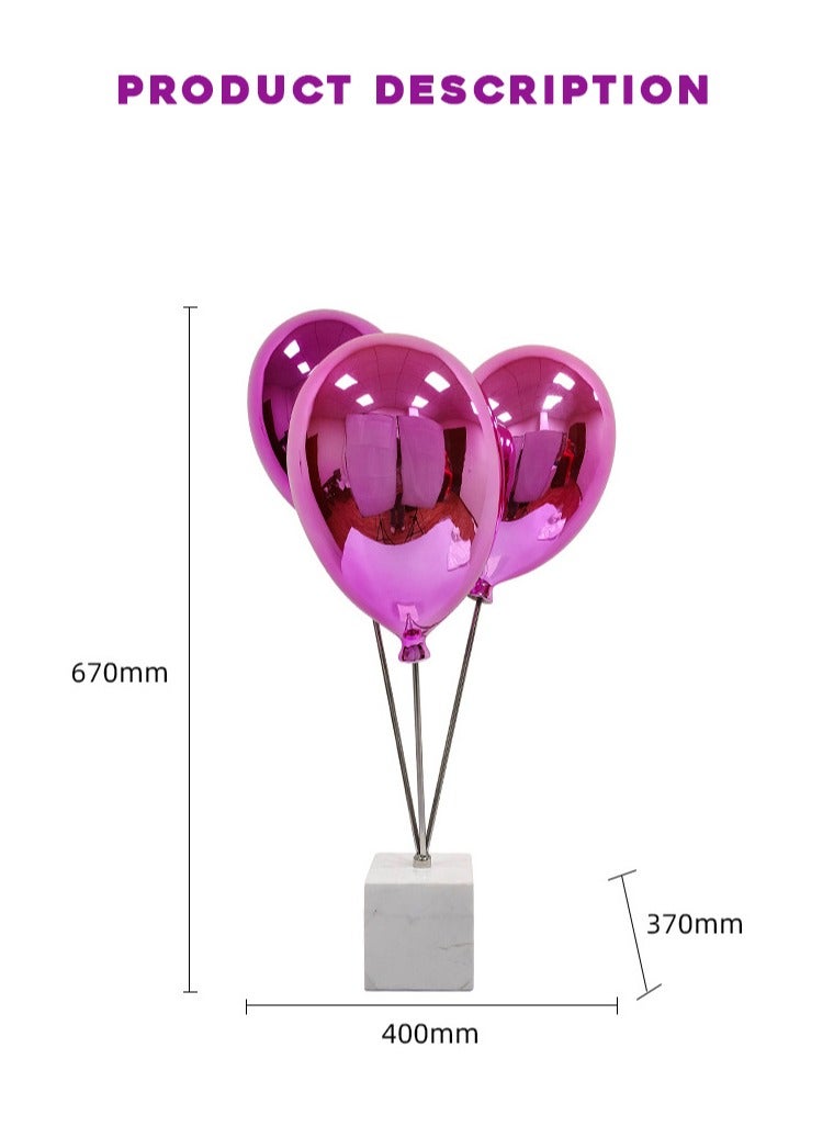 Resin Balloon Decoration Model Room Creative Balloons Sculpture Decor item Pink  - Image 2