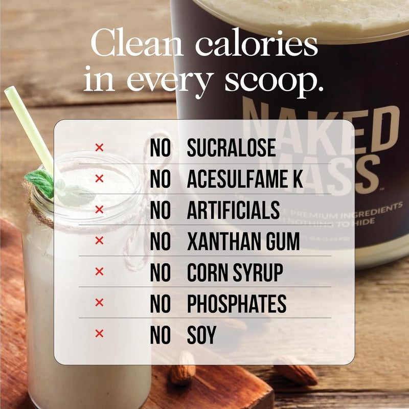 Nakd NAKED Strawberry Mass  1500 Calories 50G Protein Nothing Artificial Strawberry Weight Gainer Protein Powder  8lb Bulk GMO Free Gluten Free  Soy Free - Image 2