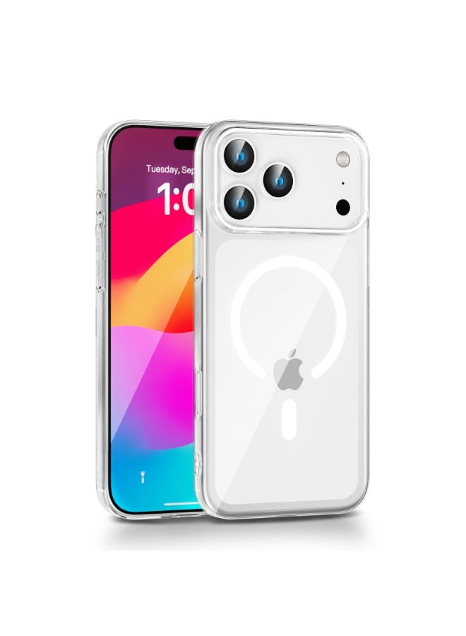 غطاء شفاف متوافق مع iPhone 17 Pro – شفاف، نحيف، ممتص للصدمات، يدعم الشحن اللاسلكي المغناطيسي ومضاد للاصفرار (أبيض) - Image 4