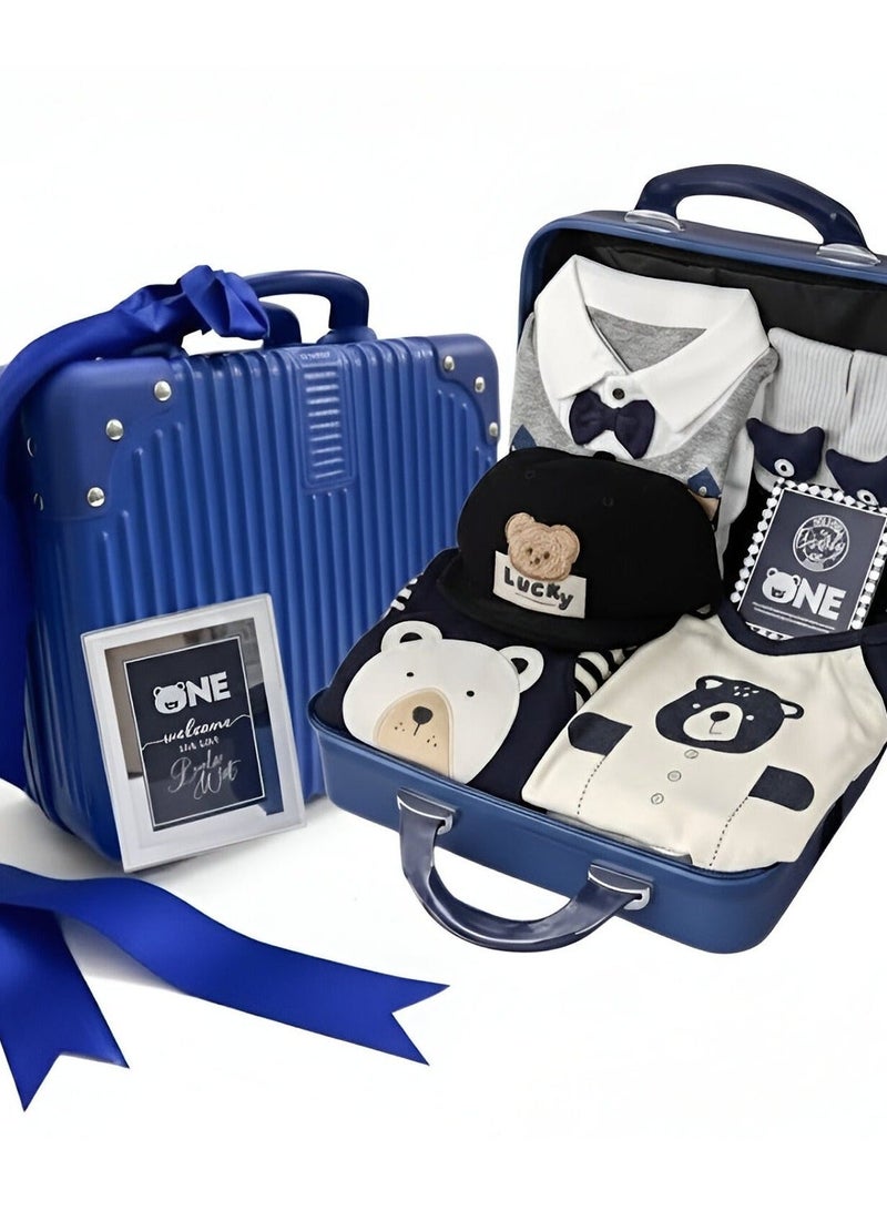 Essentials 360 Newborn Baby Boy & Girl Gift Set with Travel Suitcase 9-Pieces Bear Theme Clothing, Rompers & Accessories (0-3 Months) - Image 2