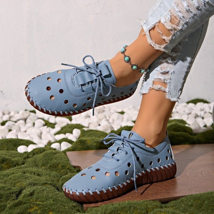 Women's Casual Lace-up Loafers with Hollow Out - Image 1