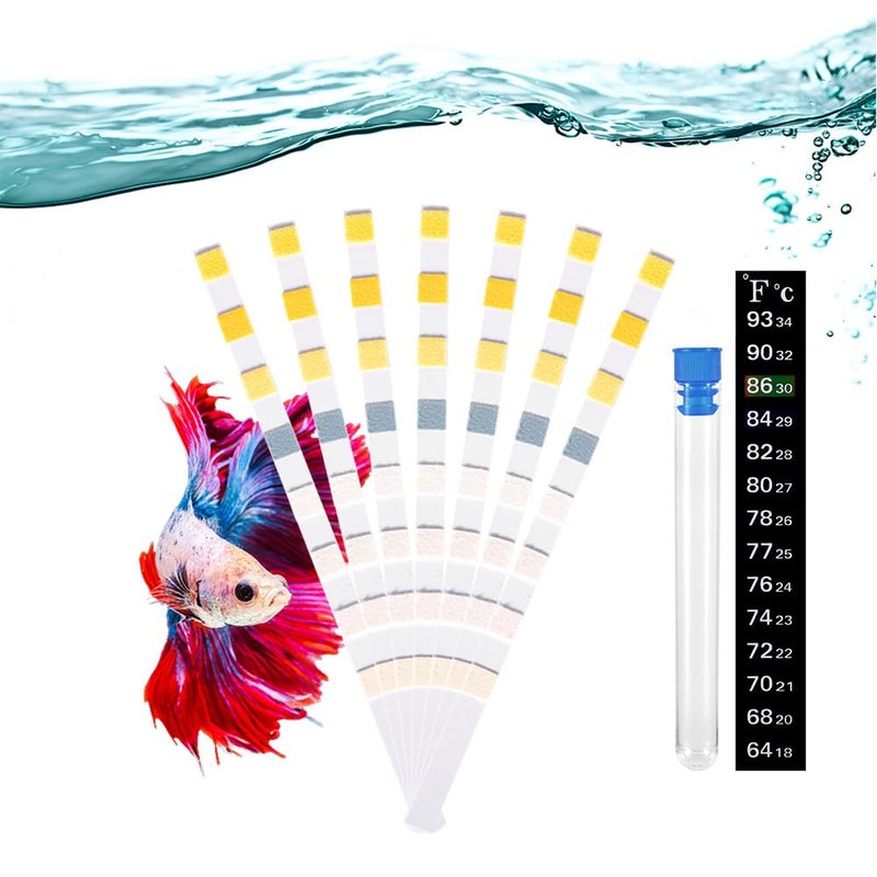 DaToo 8 in 1 Aquarium Test Kit Fish Tank Test Strips Accurate Water Quality Testing Strips for Ammonia PH Total Alkalinity Carbonate Hardness Free Chlorine Nitrate Nitrite Temperature (100 Strips) - Image 1