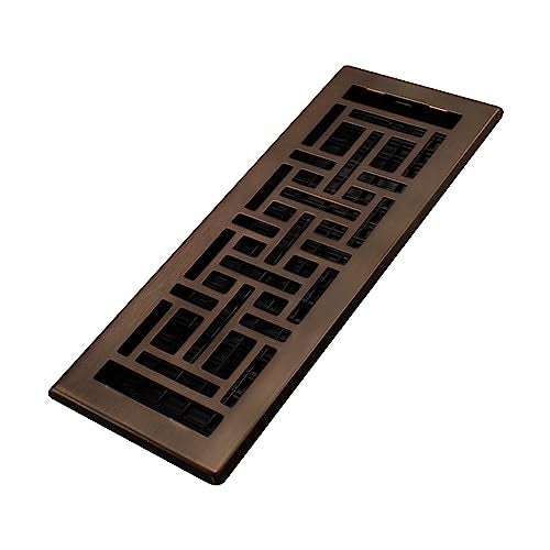 Decor Grates AJH412RB Oriental Floor Register 4x12 Inches Rubbed Bronze Finish