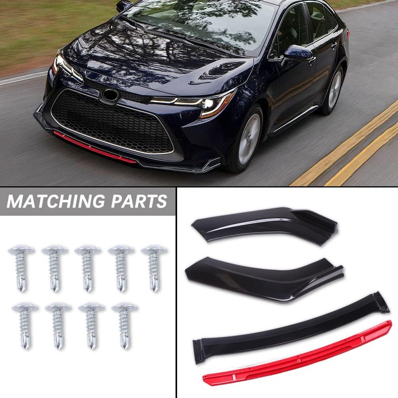 KEEPDSGN Front Bumper Lip Splitter for Honda Civic, Accord, HR-V, Malibu, Mitsubishi Lancer, Mazda3 - Gloss Black with Red Tongue - Image 3