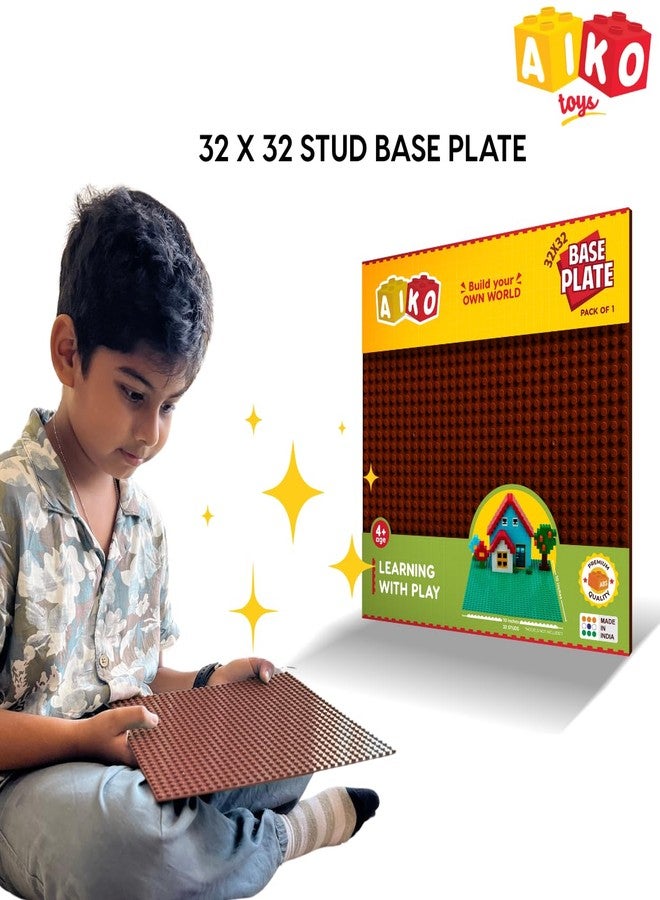 AIKO Classic Brown Base Plate – 32 x 32 Studs (10" x 10") | Durable ABS Plastic Building Base | Sturdy Foundation for Construction Play | Compatible with Major Block Brands | Ideal Gift for Kids 4+ - Image 3