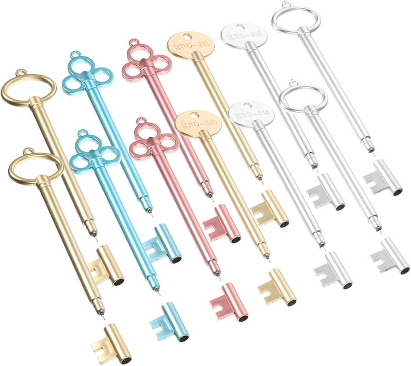 Vintage Key Shaped Gel Pens 12 Pack Smooth Writing Office School Student Gift - Image 1