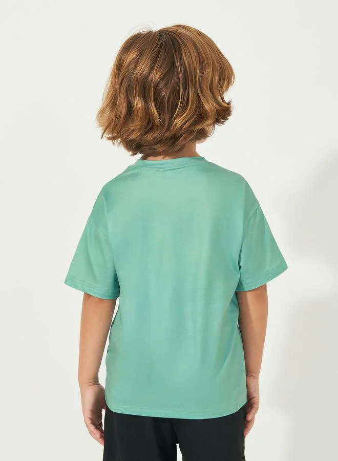 Styli Slogan Print Short Sleeves Oversized T-Shirt