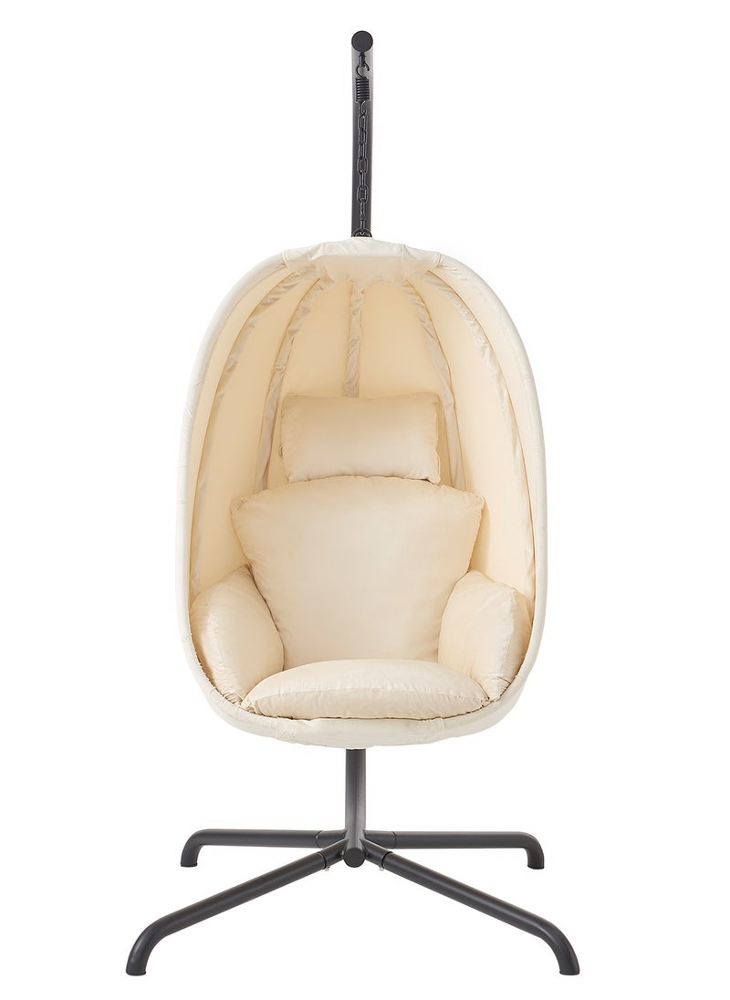 Sharpdo Hanging Chair with Frame + Soft Seat Cushion, Side Padding, Seat and Back Cushion, Hanging Basket, Indoor & Outdoor, Garden Swing Basket, Hanging Chair, Sturdy Base - Image 1