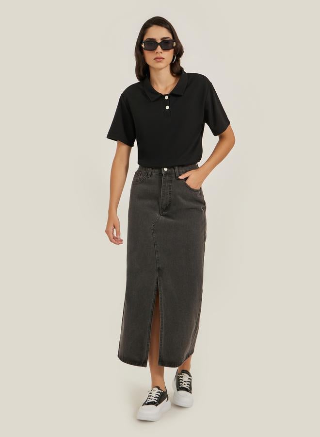 Styli Waffle Knit Regular Fit Polo T-Shirt  - Image 2