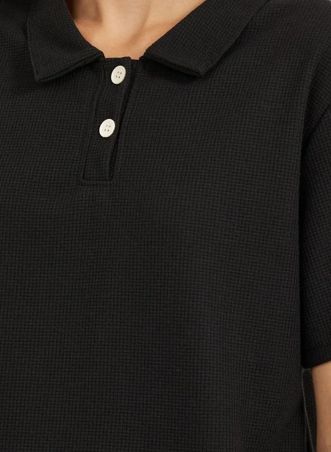 Styli Waffle Knit Regular Fit Polo T-Shirt