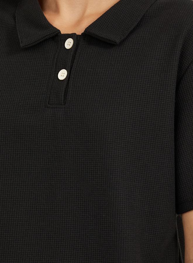 Styli Waffle Knit Regular Fit Polo T-Shirt  - Image 4