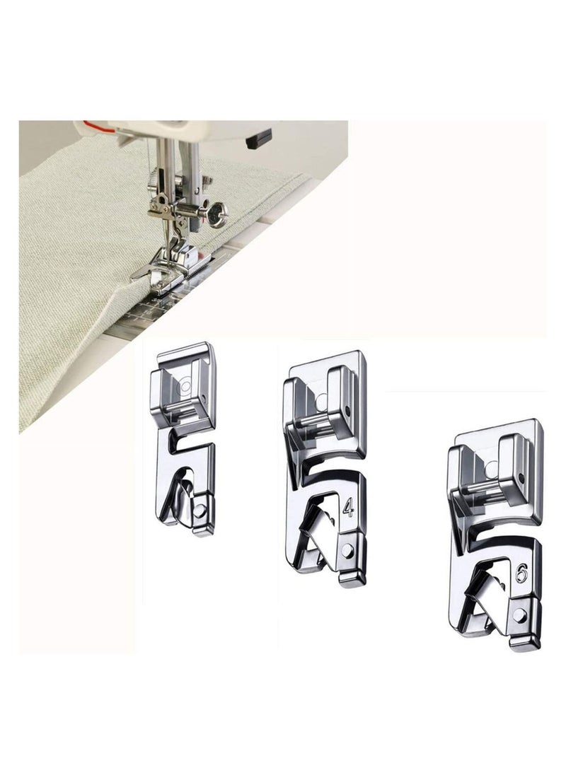 3 Sizes Rolled Hem Foot 3 mm 4 mm 6 mm Hemmer Foot Hemming Foot Kit Sewing Feet Kit Rolled Hem Presser Foot Sewing Machine Foot Suitable for Household Multi-Function Sewing Machines - Image 1