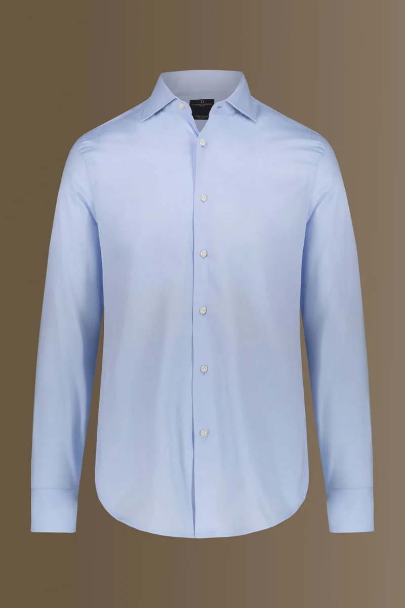 Doppelganger Blue Classic shirt french collar herringbone fabric - Sky for Men | Best Price UAE