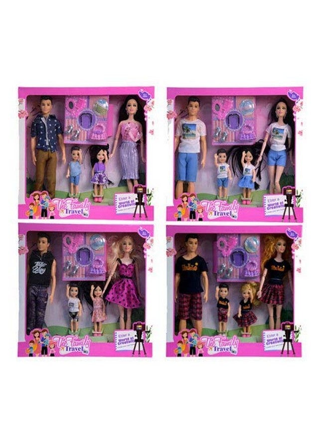 ويش كي مجموعة دمى سفر عائلية جميلة من البلاستيك من WISHKEY مع الأم والأب والطفل والطفلة، مجموعة ألعاب مثالية لدمية التظاهر الأنيقة للبنات، متعددة الألوان، من سن 3 سنوات فما فوق (عبوة من قطعة واحدة) - Image 5