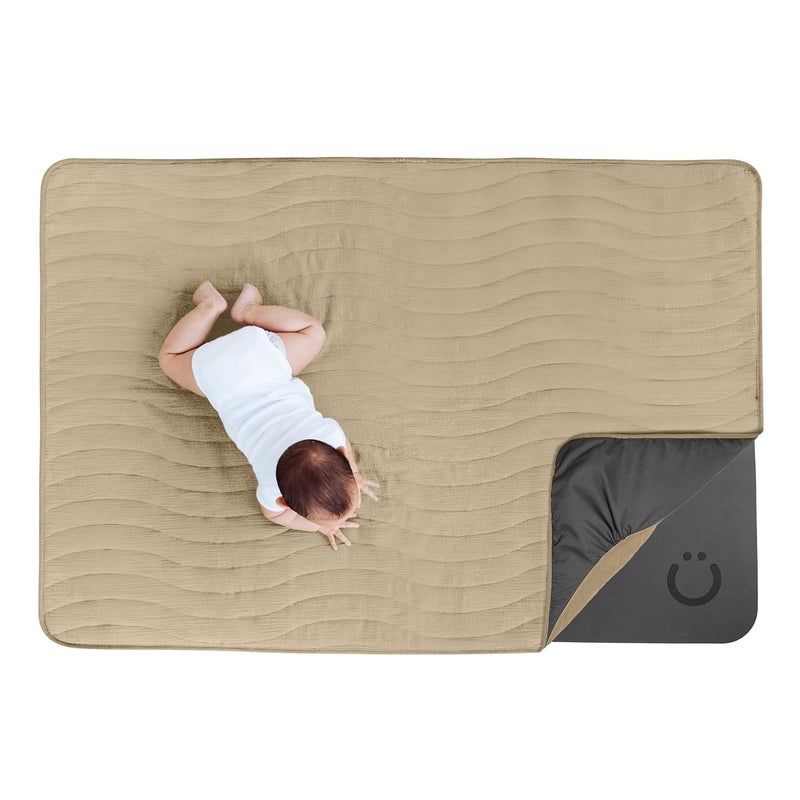 ubbi حصيرة أرضية للأطفال من أوبّي سميكة ومريحة 405 × 57 حصيرة لعب مبطنة للأطفال والرضع غطاء قطن موسلين قابل للفصل قابل للغسل في الغسالة وقابل للطي بلون توبي - Image 1