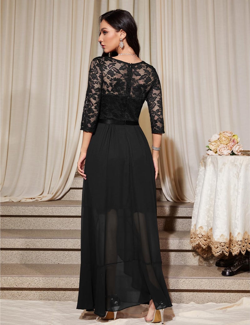 Bbonlinedress Women Fall Wedding Guest Formal Dresses Long Sleeve Mother of Groom Cocktail Dress,Black XL - Image 3