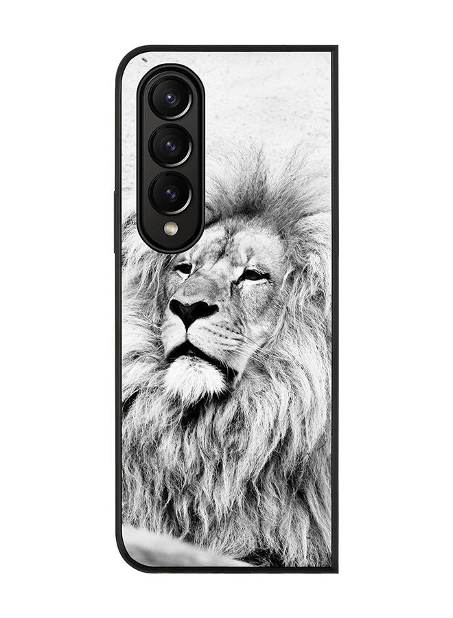 Stylizedd Rugged Black edge case for Samsung Galaxy Z Fold4 Slim fit Soft Case Flexible Rubber Edges Anti Drop TPU Gel Thin Cover - Wise Lion - Image 1