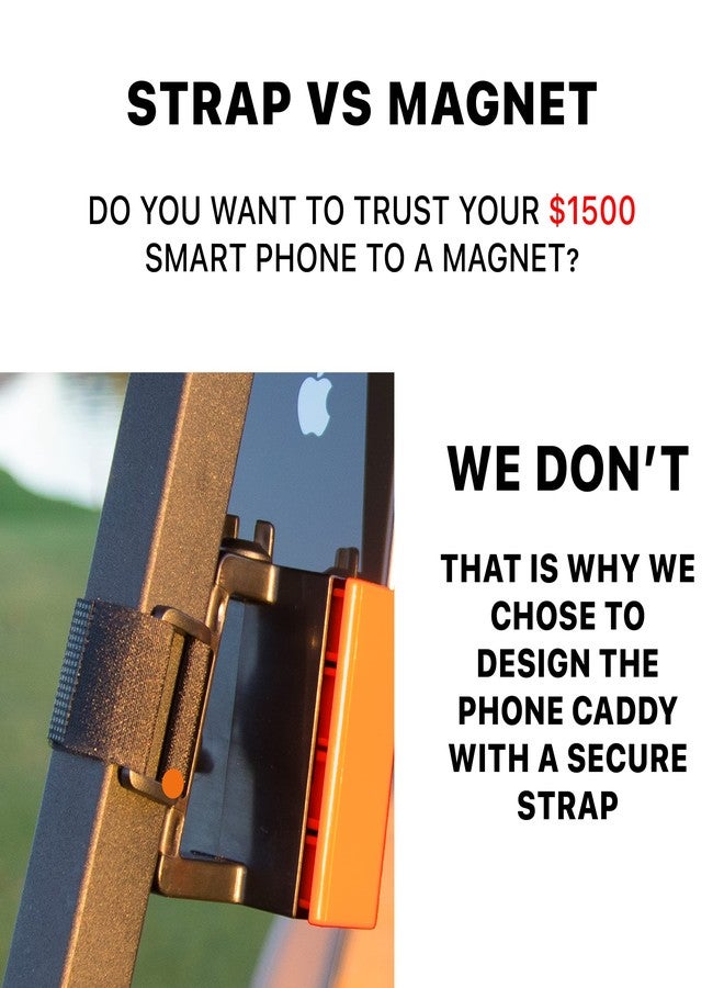 حامل هاتف ديزرت فوكس جولف - حامل هاتف قابل للتعديل لعربة الجولف مع حزام أمان لتطبيقات تحديد المواقع والجولف بدون استخدام اليدين - مقاس عالمي - أسود - Image 4