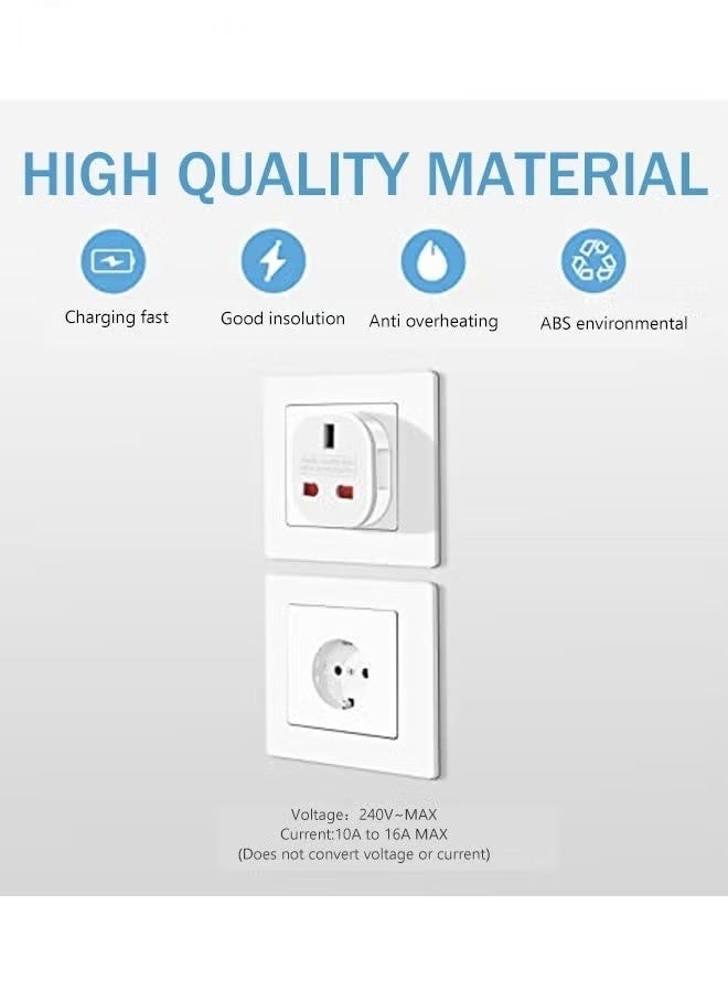 WINSEE EU Travel Plug Adapter 3 Pack UK to Europe Power Converter Type G to Type C E F Wall Charger for Spain France Italy Portugal Germany Netherlands Greece Poland Turkey Travel Use - Image 3