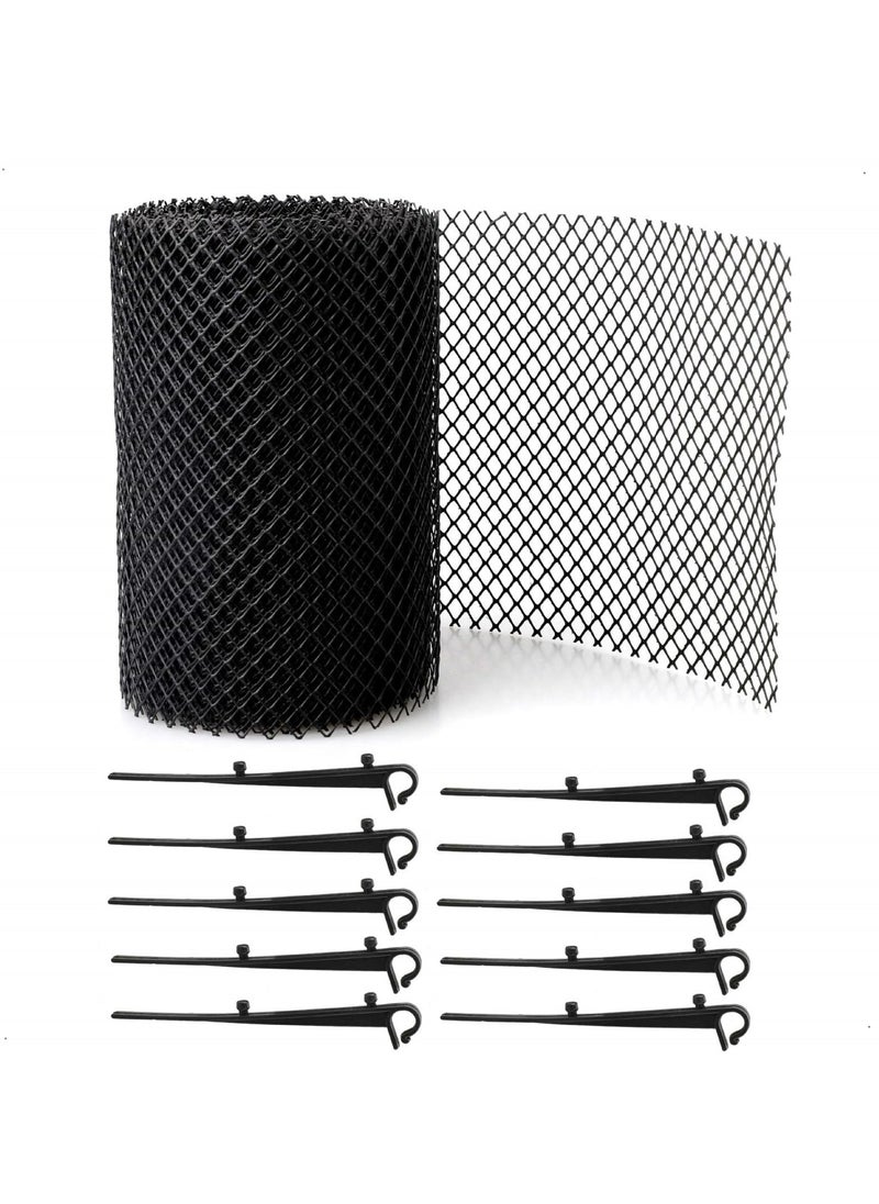 CMGTYYD Gutter Guard Mesh, 15cm 6m Leaf Protection Cover Netting to Stop Gutter Drain Downspout Clogging from Leaves or Debris, Plastic Gutter Guard Mesh Protector with 10 Clip Fixing Hooks  - Image 1