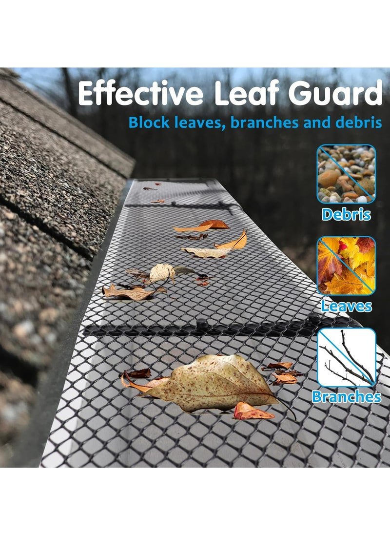 CMGTYYD Gutter Guard Mesh, 15cm 6m Leaf Protection Cover Netting to Stop Gutter Drain Downspout Clogging from Leaves or Debris, Plastic Gutter Guard Mesh Protector with 10 Clip Fixing Hooks  - Image 4