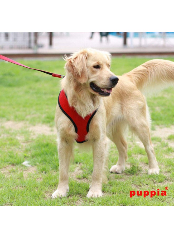 Authentic Puppia Soft Dog Harness, Red - Medium