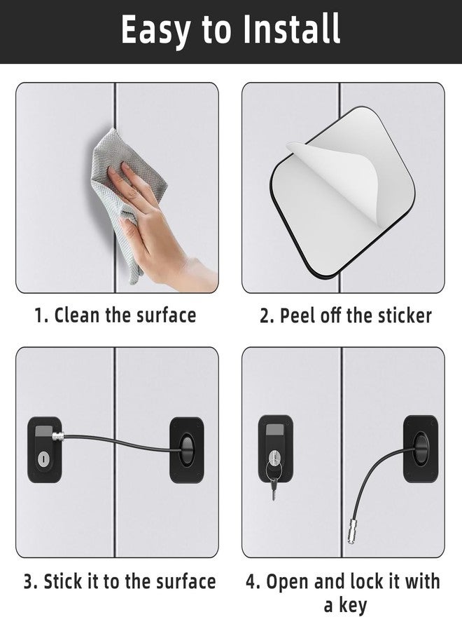 BAREPEPE Refrigerator Lock, Fridge Lock with Silicone Wire Protection Fridge Locks for Kids Easy to Use and Install Cabinet Locks with Key - Black - Pack of 1 - Image 3