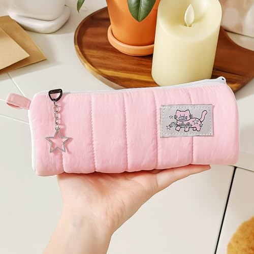 Flavizo Cute Pouch Cat Design Pink Zipper Case, Stationery Pouch for Girls, Portable Organizer Bag for School Supplies, Stylish Cosmetic Holder - Image 2