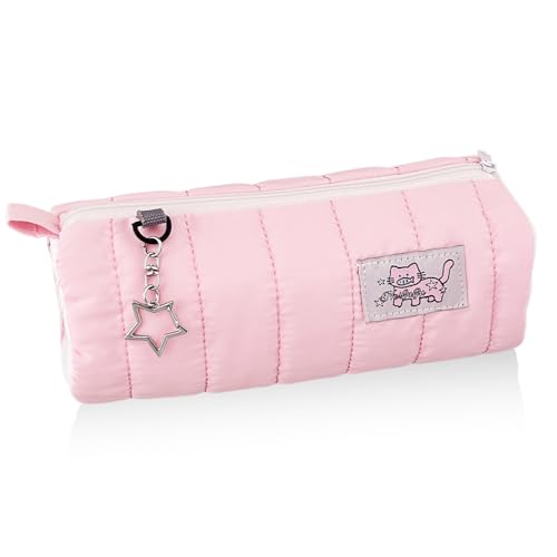 Flavizo Cute Pouch Cat Design Pink Zipper Case, Stationery Pouch for Girls, Portable Organizer Bag for School Supplies, Stylish Cosmetic Holder - Image 1