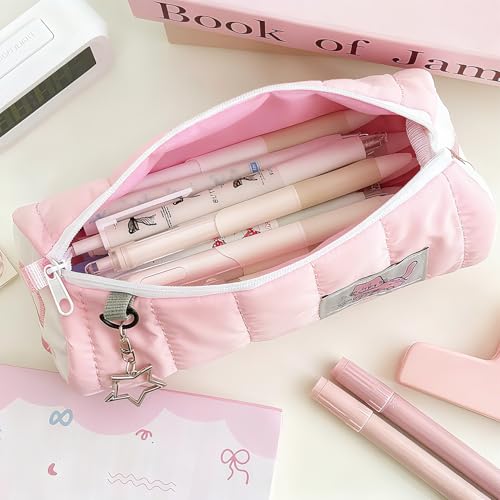 Flavizo Cute Pouch Cat Design Pink Zipper Case, Stationery Pouch for Girls, Portable Organizer Bag for School Supplies, Stylish Cosmetic Holder - Image 5
