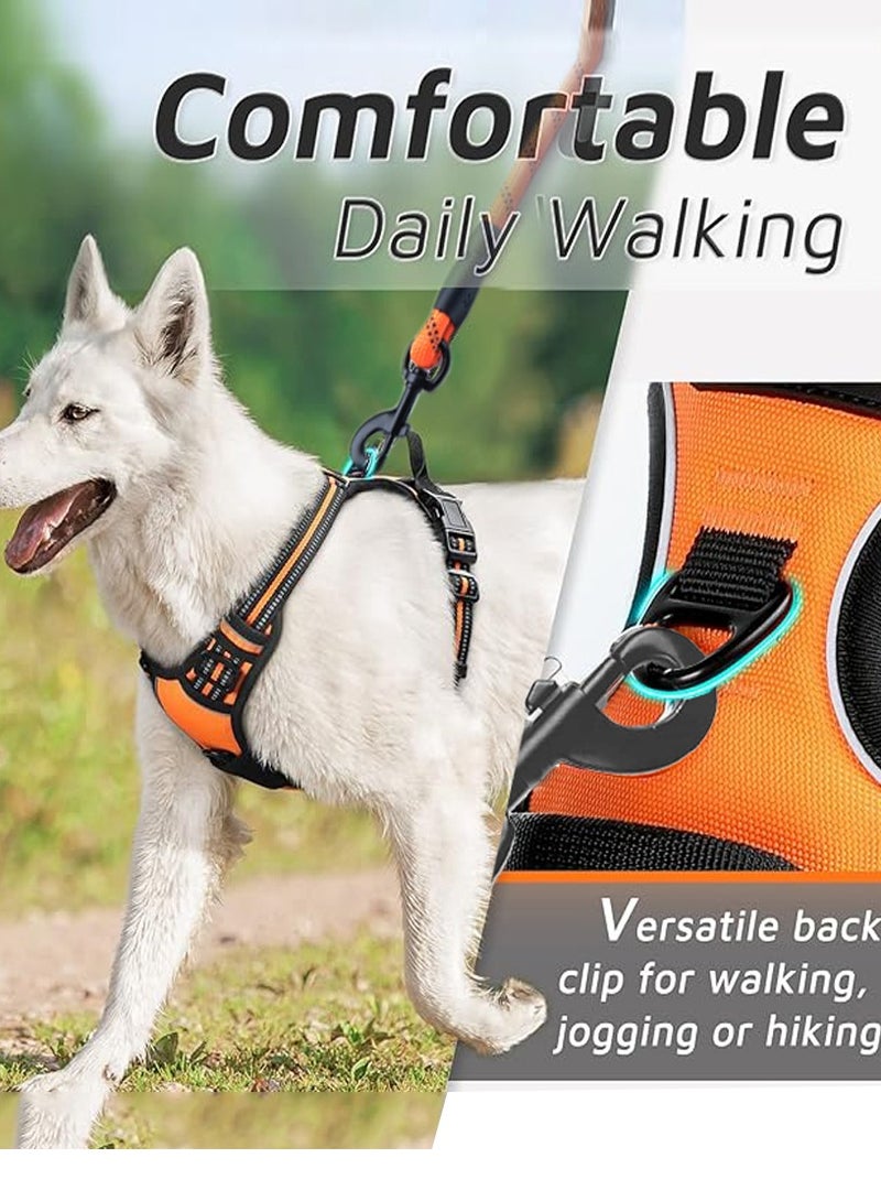 طقم حزام كلاب قابل للتعديل ومقود بطول 1.5 متر للكلاب المتوسطة والكبيرة، مبطن وناعم لا يسبب السحب، وخيوط عاكسة عالية، برتقالي - Image 5